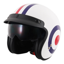 RAF Mod Roundel Gloss White Open Face Helmet With Peak - Fat Skeleton UK