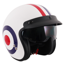 RAF Mod Roundel Gloss White Open Face Helmet With Peak - Fat Skeleton UK