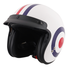 RAF Mod Roundel Gloss White Open Face Helmet With Peak - Fat Skeleton UK
