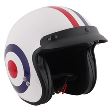 RAF Mod Roundel Gloss White Open Face Helmet With Peak - Fat Skeleton UK