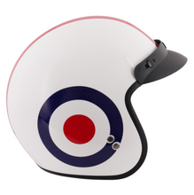 RAF Mod Roundel Gloss White Open Face Helmet With Peak - Fat Skeleton UK