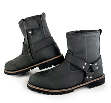 Black Leather Cruiser Rider Waterproof Boot - Fat Skeleton UK