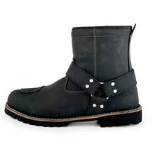 Black Leather Cruiser Rider Waterproof Boot - Fat Skeleton UK