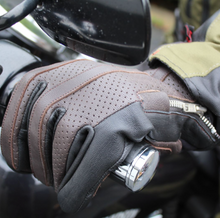 Cafe Retro Cruiser Rider Brown Leather Gloves - Fat Skeleton UK