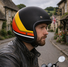 Merlin Low Profile Aether Stripe Open Face ECE 22-06 Helmet - Fat Skeleton UK