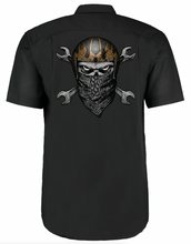 Wrench - Ride - Repeat - Biker Garage Work Shirt by Fat Skeleton