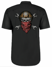 Wrench - Ride - Repeat - Biker Garage Work Shirt by Fat Skeleton