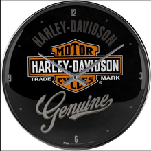Genuine Harley Davidson Retro Bar & Shield logo Black Wall Clock