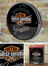 Genuine Harley Davidson Retro Bar & Shield logo Black Wall Clock