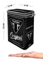 Retro Triumph Motorcycles Upright Clip Closure Storage Tin