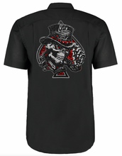 Fat Skeleton Top Hat Skull logo Embroidered Effect Print Workshirt