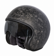 Merlin Falcon Matt Forged Carbon Low Profile Open Face Helmet with drop down visor