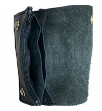6" Bi Fold Soft Engraine Leather Wallet with 5 interior pockets Heavy Duty Chain