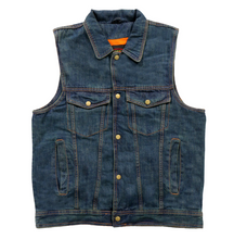 Hot Leathers Men's Blue Denim Biker Vest with Collar