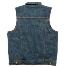 Hot Leathers Men's Blue Denim Biker Vest with Collar