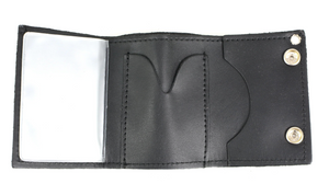 Lone Wolf Tri-Fold Leather Wallet with Security Chain