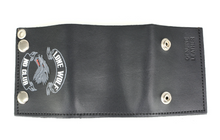 Lone Wolf Tri-Fold Leather Wallet with Security Chain