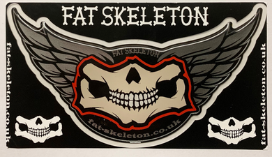 Fat Skeleton Grinning Skull & Wing 3D Flexi Decal Sticker