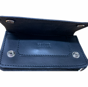 Fat Skeleton 6" Bi Fold Leather Wallet 5 interior pockets Heavy Duty Chain
