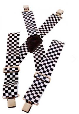 Fat Skeleton Black & White Check Biker Braces