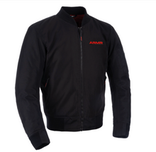 ARMR Kevlar lined BLACK Bomber Jacket with Elbow & Shoulder armour