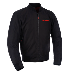 ARMR Kevlar lined BLACK Bomber Jacket with Elbow & Shoulder armour