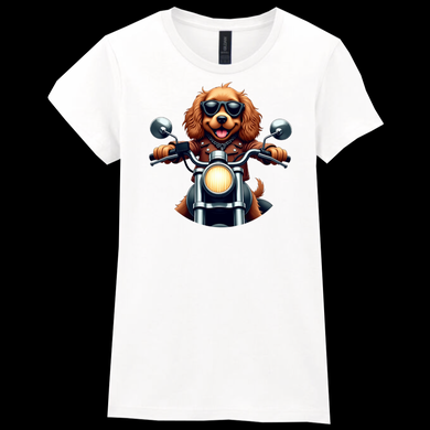 Ladies Biker Cocker Spaniel Softstyle T Shirt