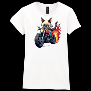 Ladies Biker Maine Coon Softstyle T Shirt