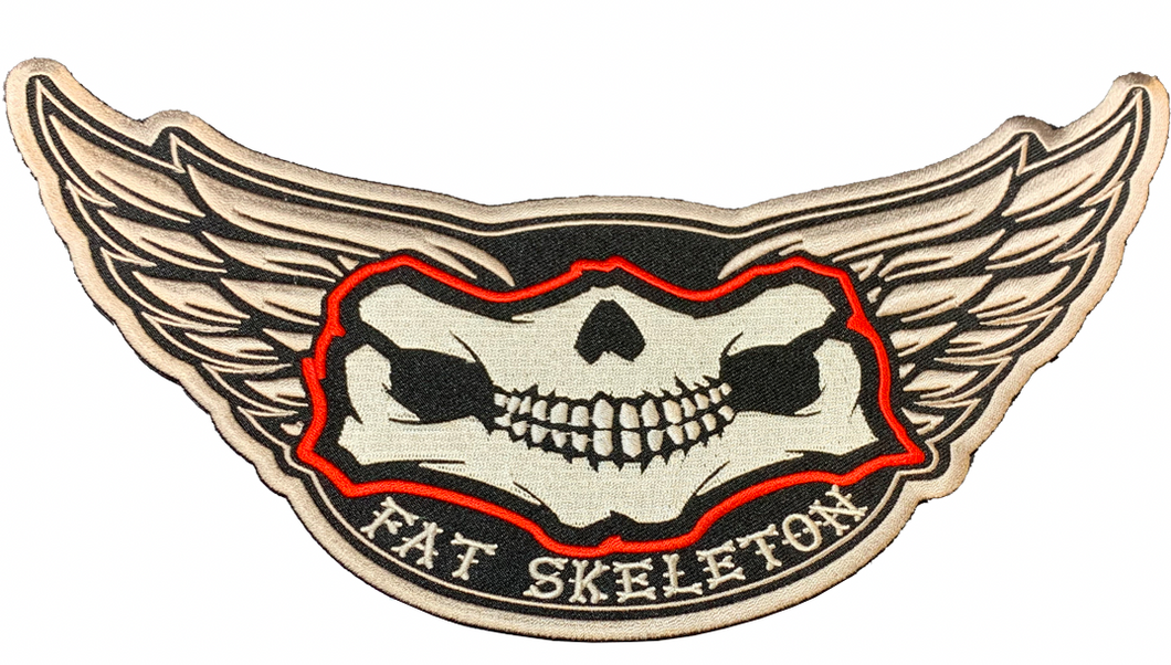 Fat Skeleton Jawbone & Wings logo Sew On Patches