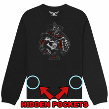 Fat Skeleton Top Hat & Skull "Stealth" zip pocket Sweatshirt - Fat Skeleton UK