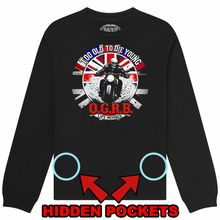 Old Guys Riding Bikes Too Old Union Jack "Stealth" zip pocket Sweatshirt - Fat Skeleton UK