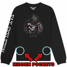 Fat Skeleton Top Hat & Skull "Stealth" zip pocket Sweatshirt - Fat Skeleton UK