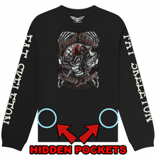 Fat Skeleton Loud Pipes Save Lives "Stealth" zip pocket Sweatshirt - Fat Skeleton UK
