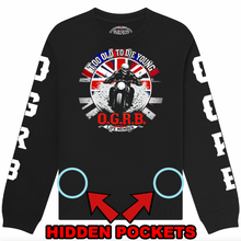 Old Guys Riding Bikes Too Old Union Jack "Stealth" zip pocket Sweatshirt - Fat Skeleton UK