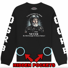 Never Old Enough to Know Better Old Guys Riding Bikes"Stealth" zip pocket Sweatshirt - Fat Skeleton UK
