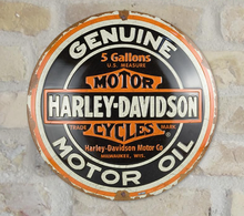 Harley Davidson Genuine Motor Oil Domed Sign 35cm x 35cm - Fat Skeleton UK