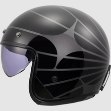 LS2 BOB Cosmic Black & Grey Low Profile ECE approved Open Face Helmet with drop down visor