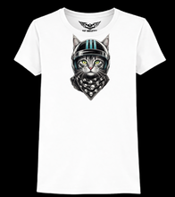 Blue Helmet Biker Kitty Ladies Softstyle T Shirt