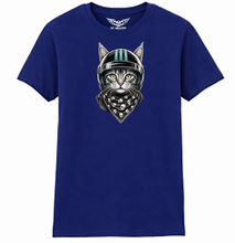 Blue Helmet Biker Kitty Ladies Softstyle T Shirt
