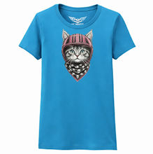 Pink Helmet Biker Kitty Ladies Softstyle T Shirt
