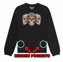 Sugar Skull Triumverate "Stealth" zip up pocket Sweatshirt