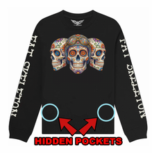 Sugar Skull Triumverate "Stealth" zip up pocket Sweatshirt