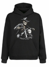 Fat Skeleton Rawhide Biker Cowboy Hooded Sweatshirt