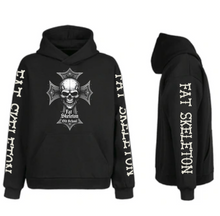 Fat Skeleton Old School Biker Cross Hooded Sweatshirt