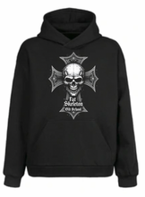 Fat Skeleton Old School Biker Cross Hooded Sweatshirt