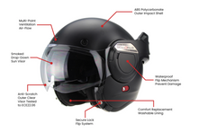 Viper 180 degree Flip Over Open & Full Face VPR.303 Cruiser Style Matt Black Helmet