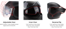 Viper 180 degree Flip Over Open & Full Face VPR.303 Cruiser Style Matt Black Helmet