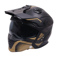 Stealth Fighter Modular Motorcycle Full & Open Face Helmet -Orbit Black & Gold - Fat Skeleton UK