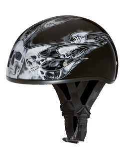Daytona Helmets Silver Skulls Skull Cap DOT Helmet