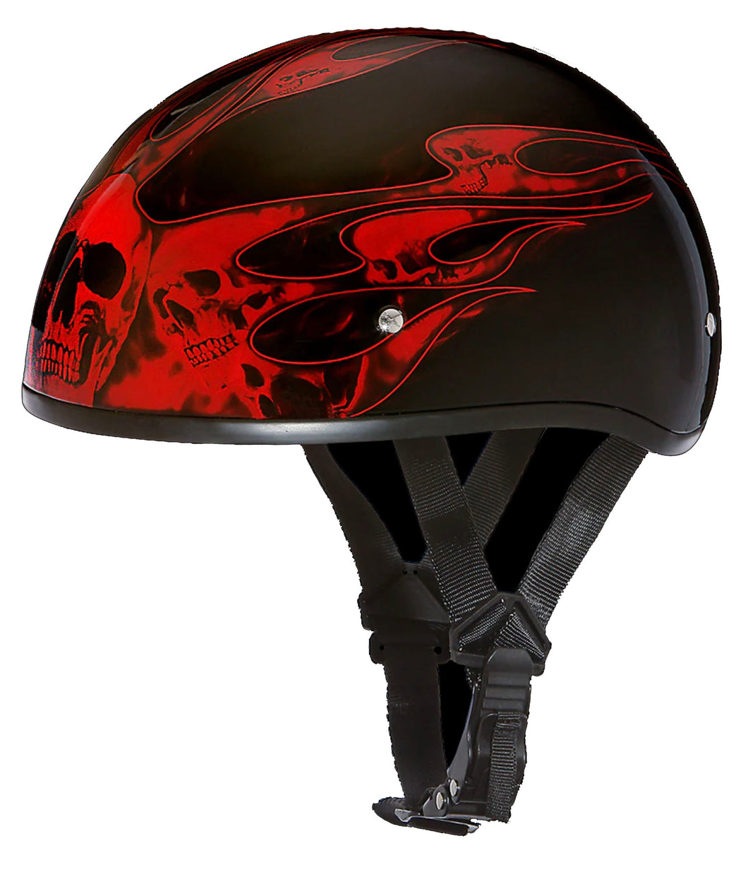Daytona Helmets Red Skulls Skull Cap DOT Helmet